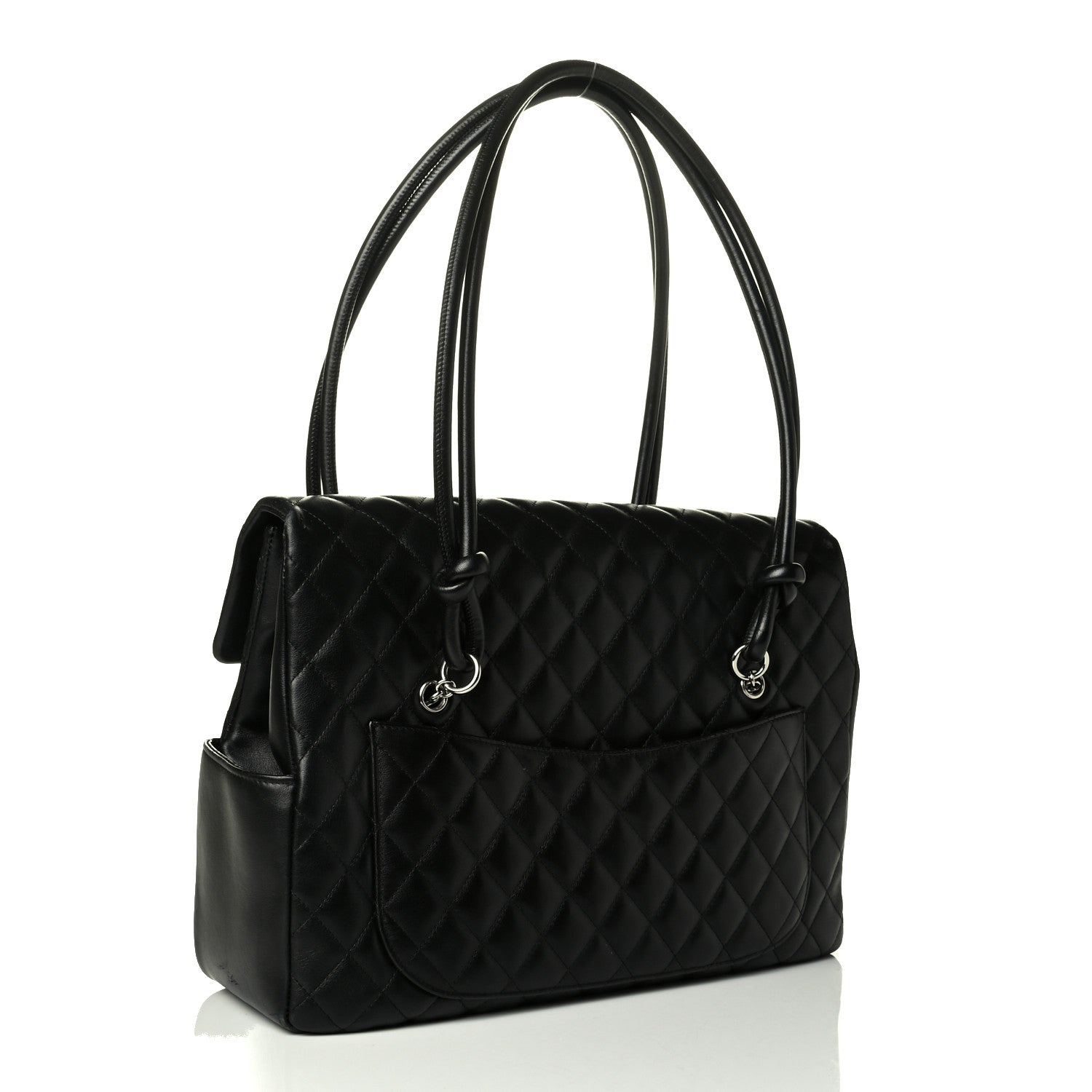Chanel Calfskin Quilted Large Cambon Flap Black White 2 of 7