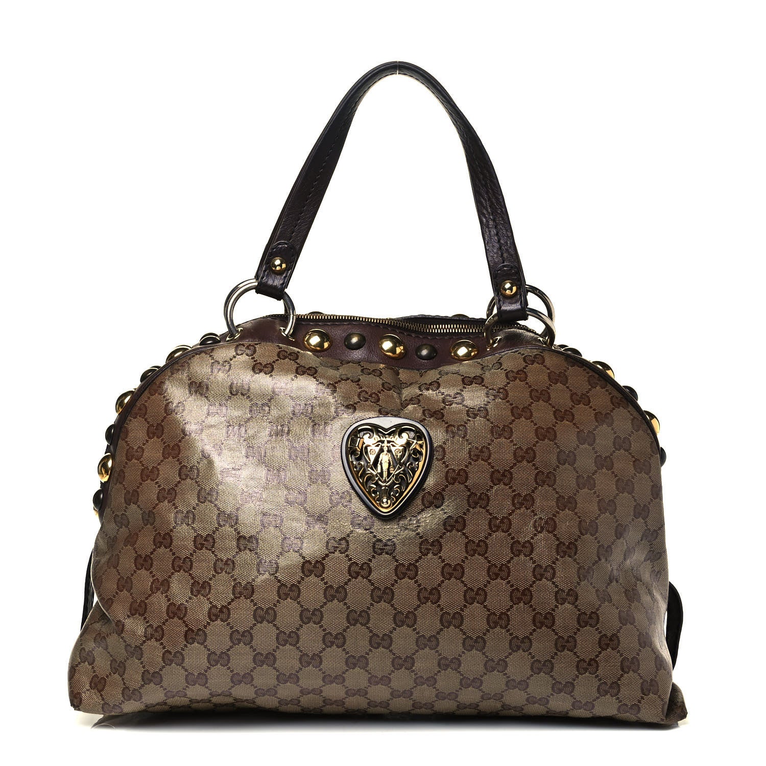 Gucci Crystal Monogram Large Babouska Dome Bag Brown 1 of 7