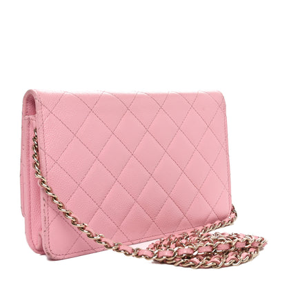Chanel Caviar Quilted Chain CC Wallet On Chain WOC Pink 3 of 11