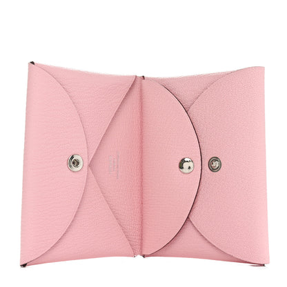 Hermes Chevre Mysore Calvi Duo Card Case Rose Sakura 5 of 9