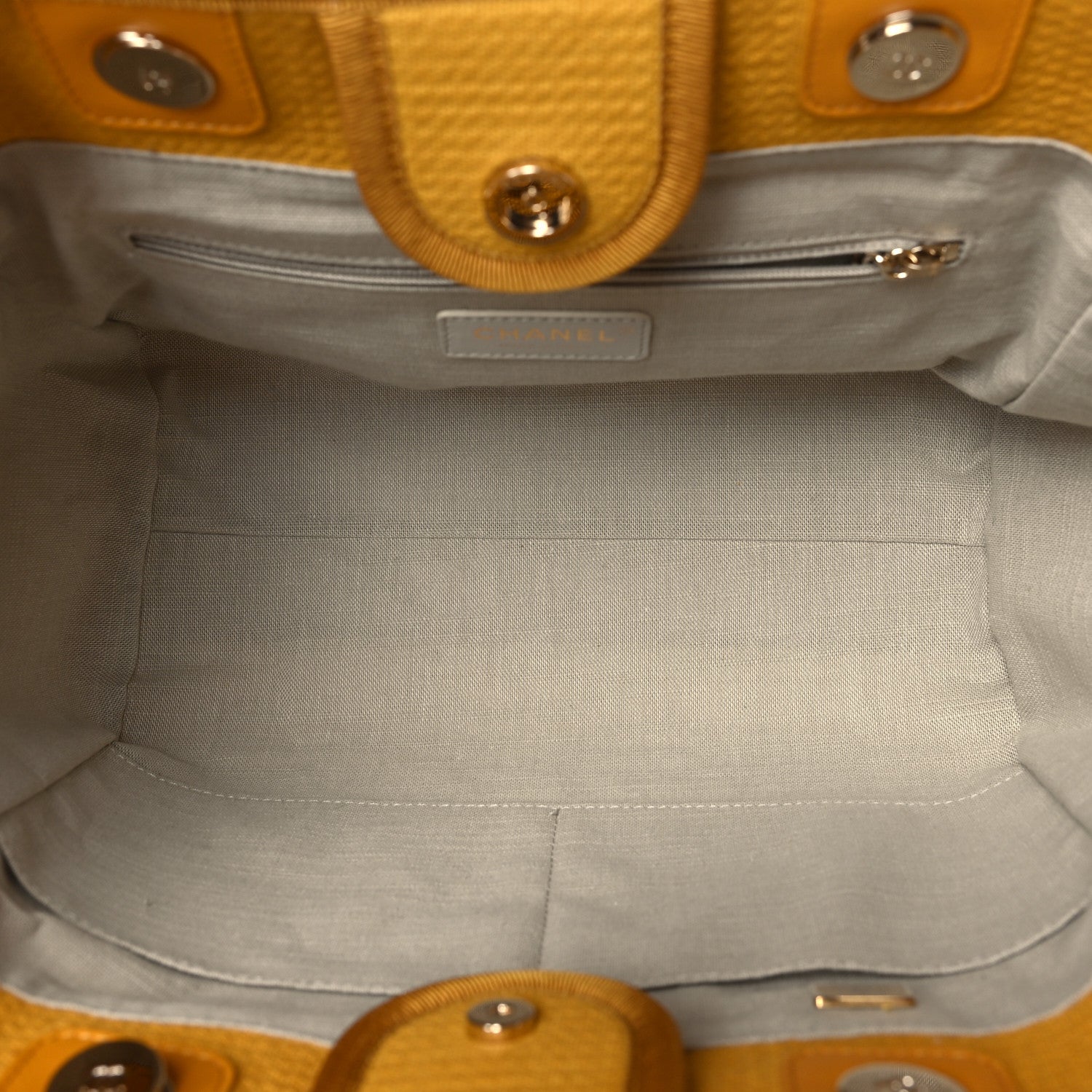 Chanel Mixed Fibers Small Deauville Tote Yellow 6 of 10