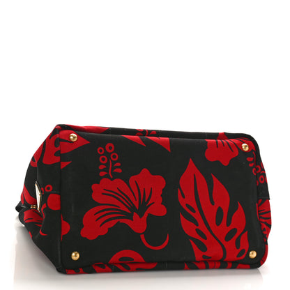 Prada Canapa Hibiscus Tote Black Rosso 4 of 8