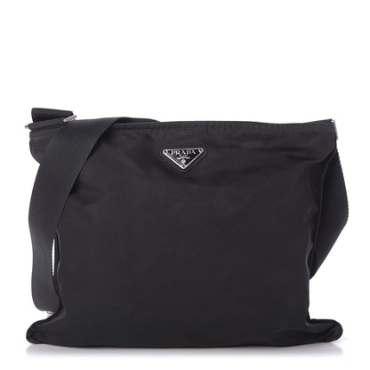 Prada Tessuto Nylon Saffiano Flat Messenger Bag Black 1 of 9