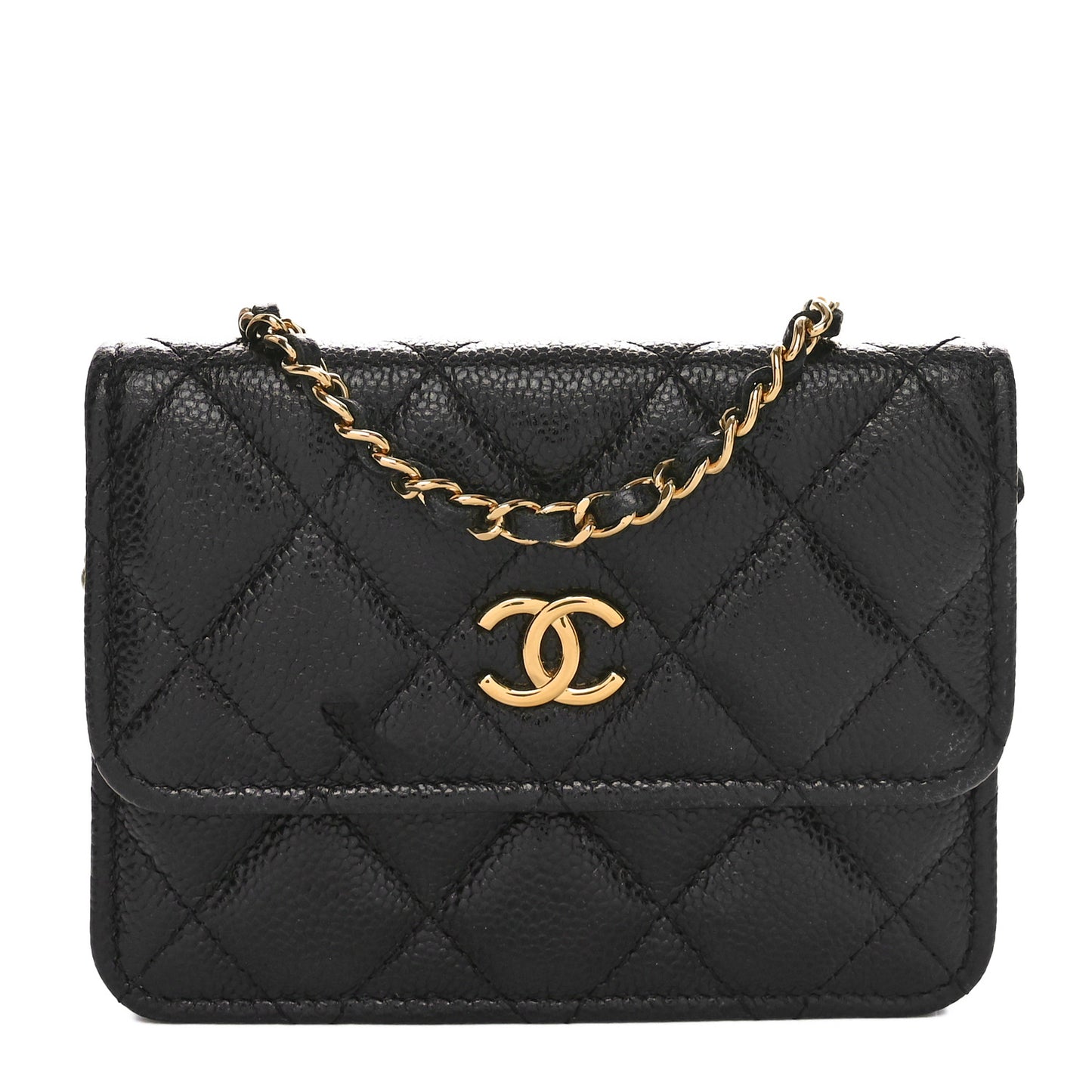 Caviar Quilted Miss Coco Clutch With Chain  Black