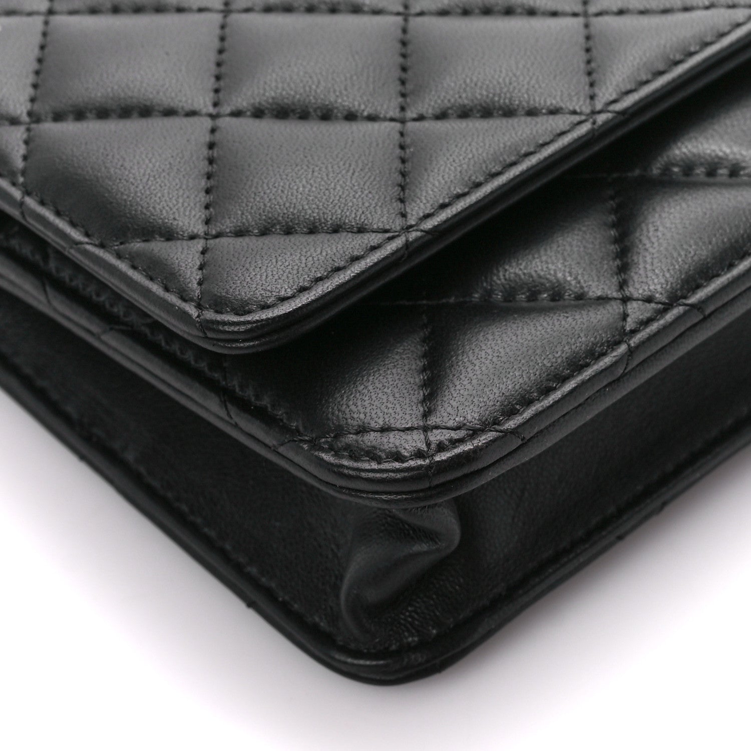 Chanel Lambskin Quilted Wallet On Chain WOC Black 10 of 13