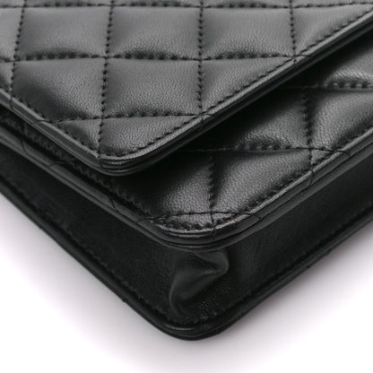 Chanel Lambskin Quilted Wallet On Chain WOC Black 10 of 13