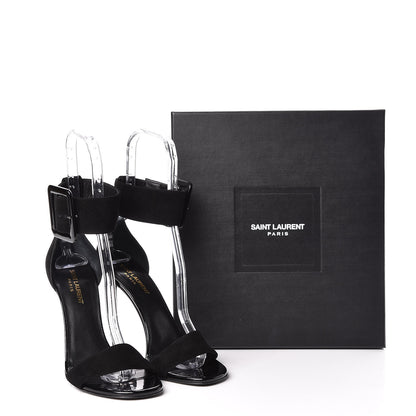 Saint Laurent Kid Scamoscia Jane 105 Ankle Strap Sandals 39 Black 13 of 13