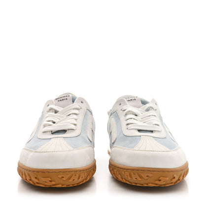 Hermes Suede Goatskin Jet Sneakers 39.5 Gris Nuage White 3 of 8
