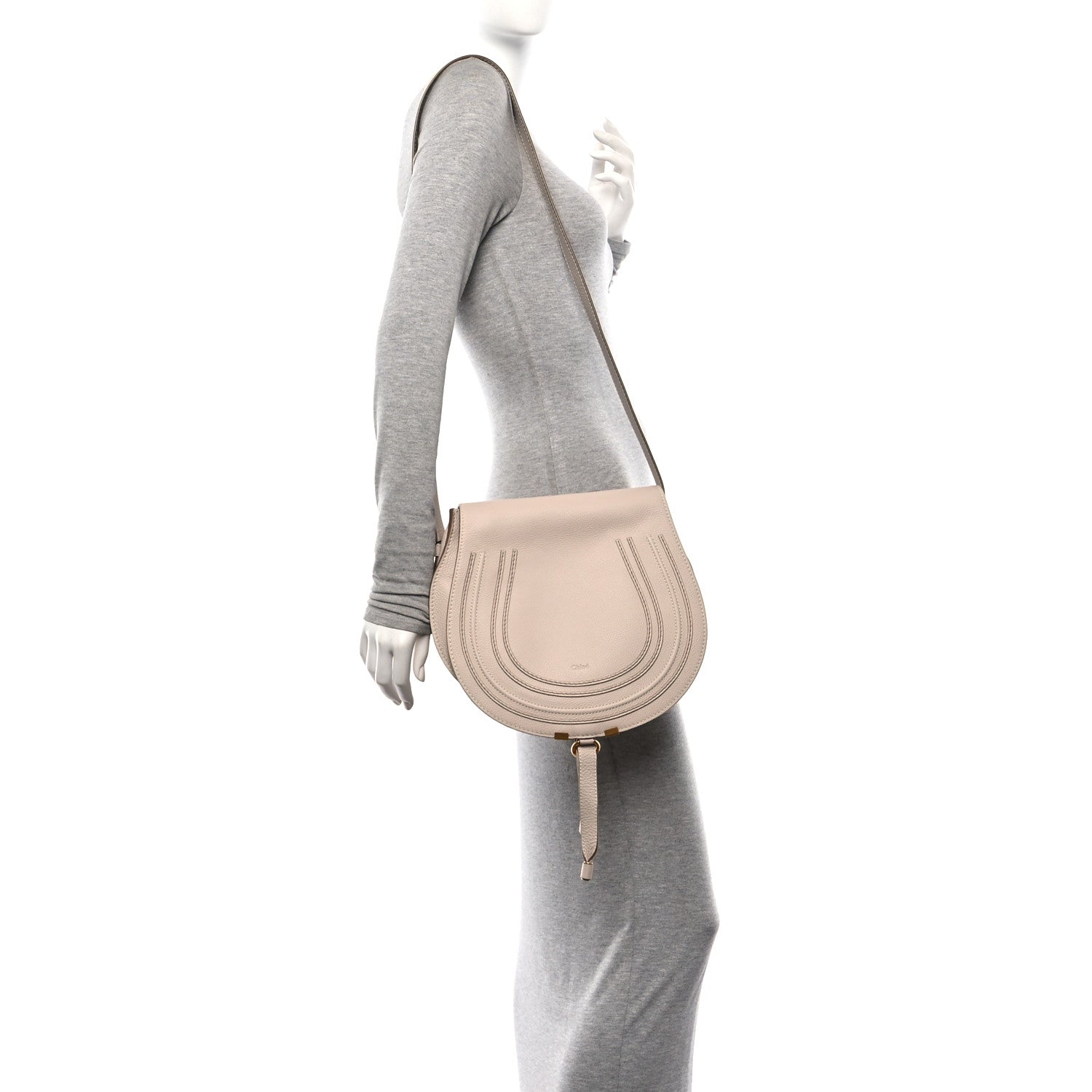 Chloe Grained Calfskin Medium Marcie Saddle Bag Nomad Beige 2 of 11