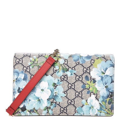 Gucci GG Supreme Monogram Blooms Chain Wallet Blue 1 of 9