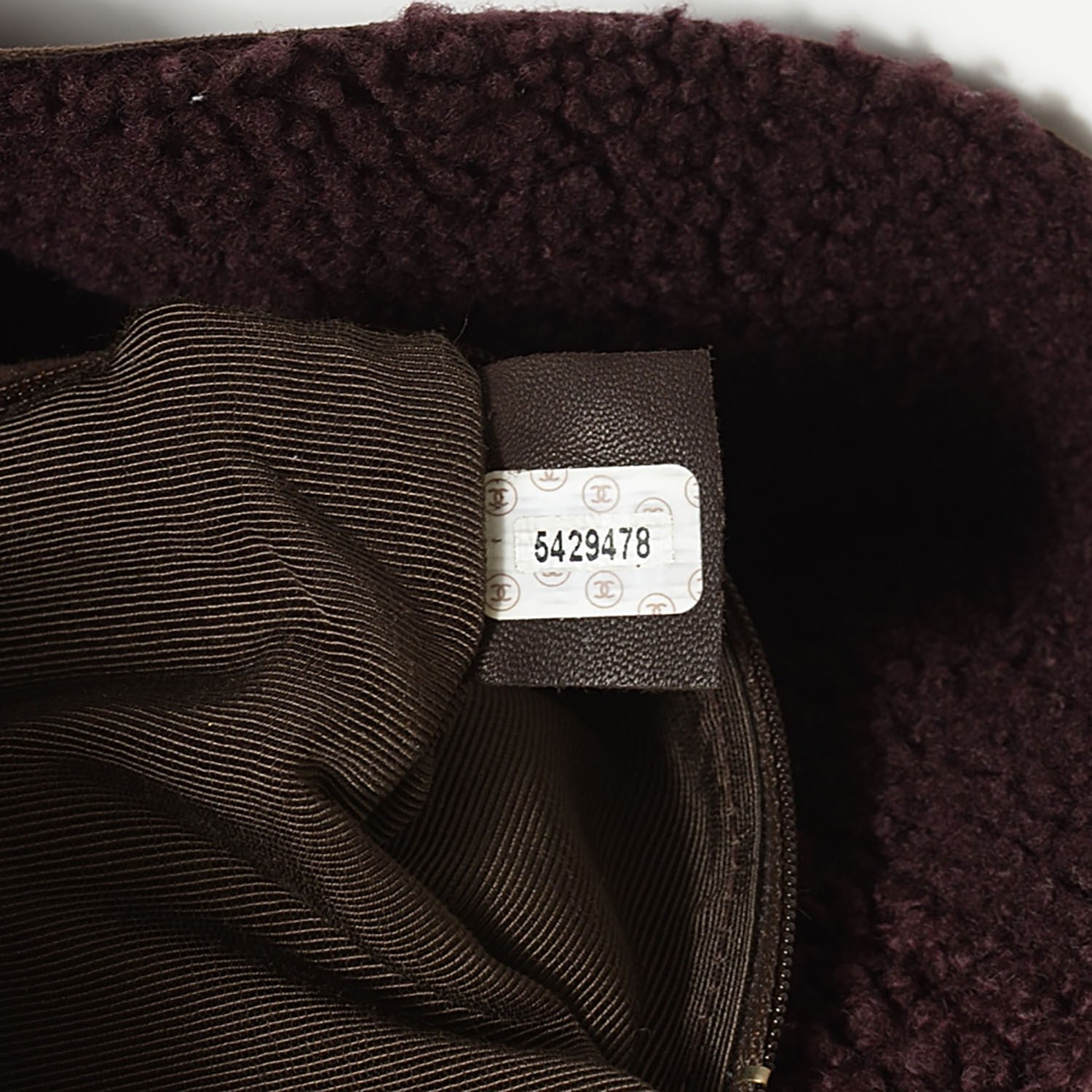 Chanel Suede Shearling Flap Clutch Brown Purple 7 of 8