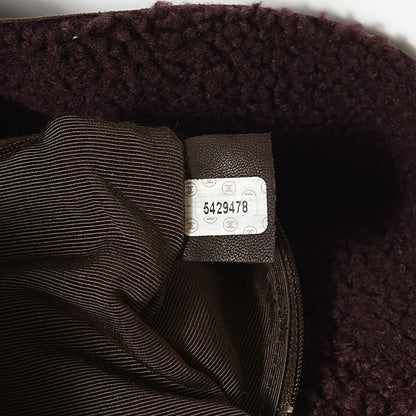 Chanel Suede Shearling Flap Clutch Brown Purple 7 of 8