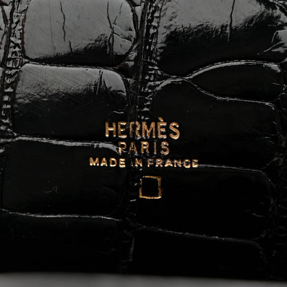 Hermes Shiny Alligator Kelly Sport PM Bag Black 6 of 10