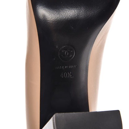 Chanel Lambskin Pearl Cap Toe Pumps 40.5 Beige Black 5 of 8