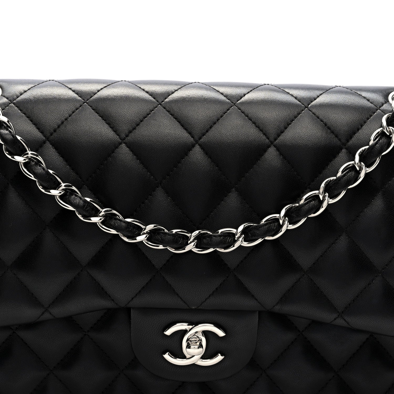 Chanel Lambskin Quilted Jumbo Double Flap Black 8 of 10