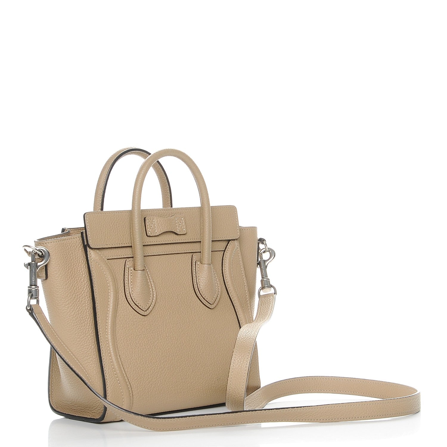 Celine Drummed Calfskin Nano Luggage Dune 4 of 8