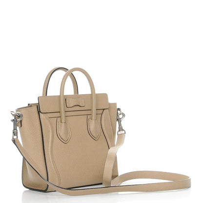 Celine Drummed Calfskin Nano Luggage Dune 4 of 8