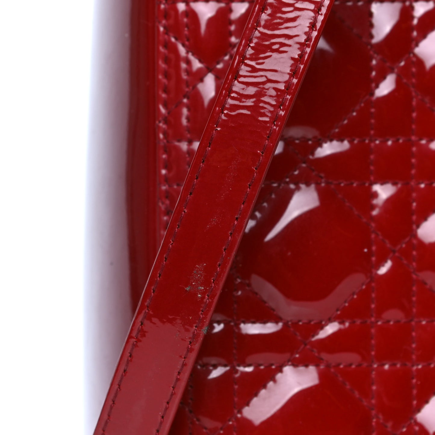 Patent Cannage Large Lady Dior Red