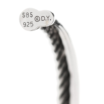 David Yurman Sterling Silver 14K White Gold Black Diamond Crossover Hoop Earrings 4 of 4