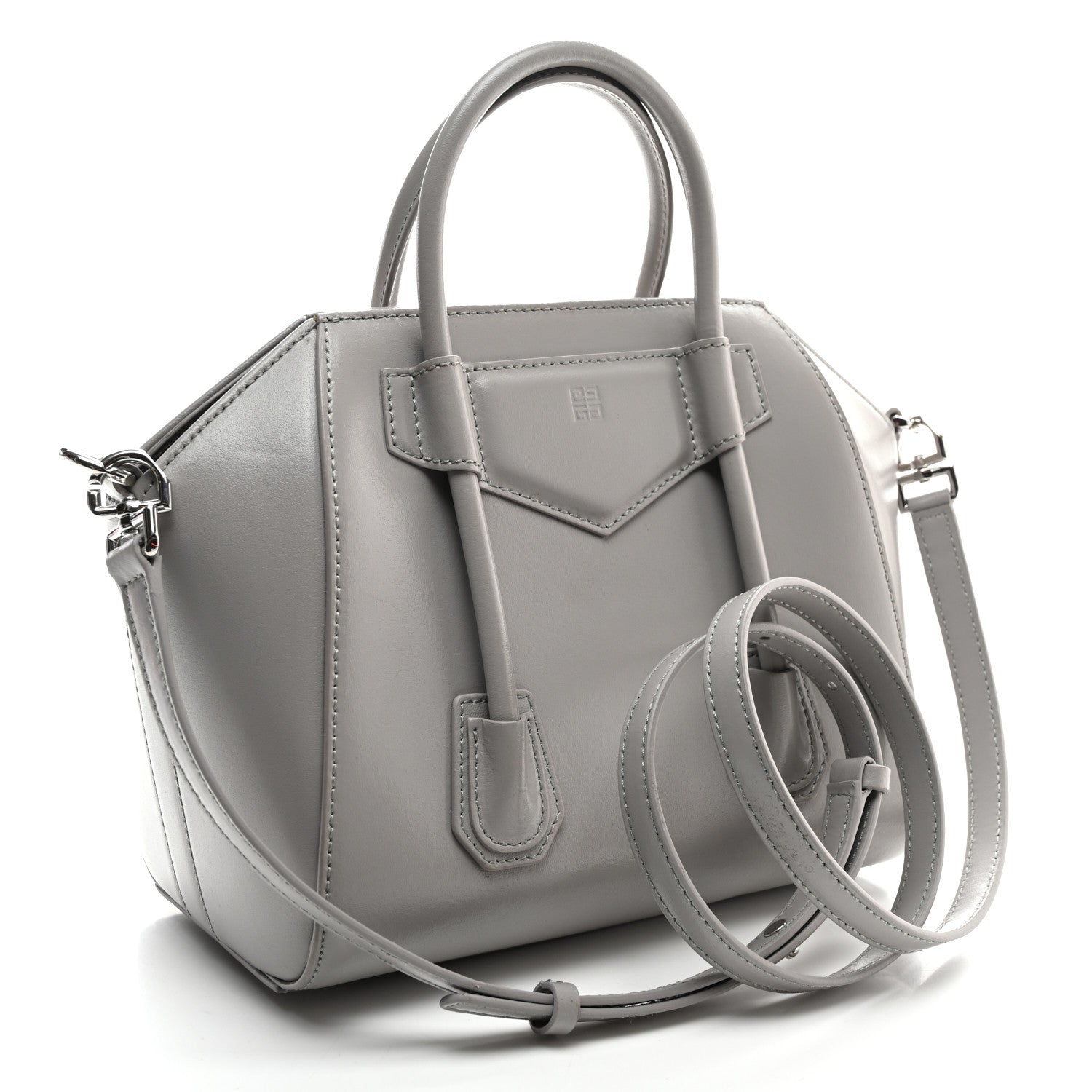 Givenchy Box Calfskin Mini Lock Antigona Shoulder Bag Medium Grey 2 of 8
