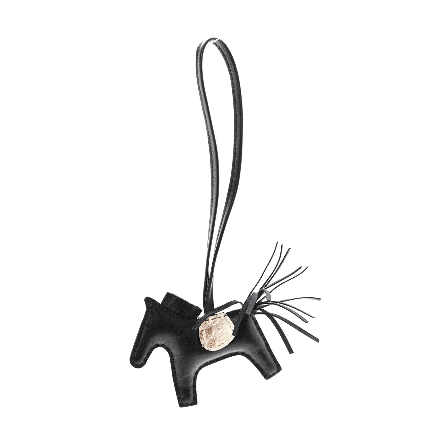 Milo Lambskin Matte Niloticus Crocodile Himalaya Touch Grigri Rodeo Horse Bag Charm PM Black White