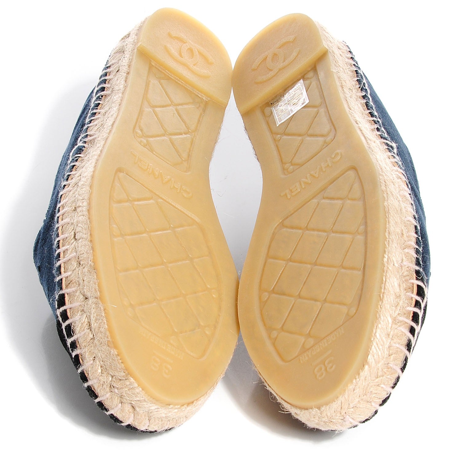Chanel Velvet CC Espadrilles 38 Navy Black 4 of 6