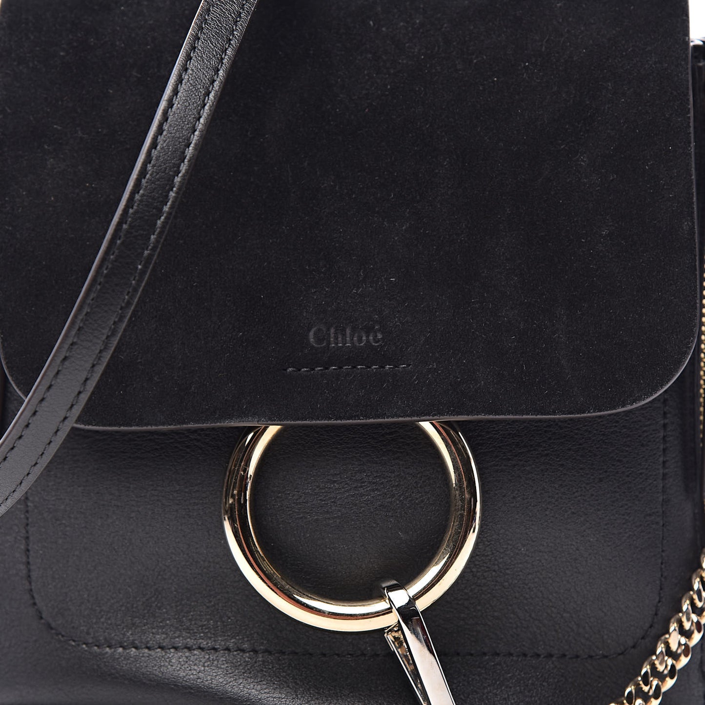 Suede Calfskin Small Faye Backpack Black