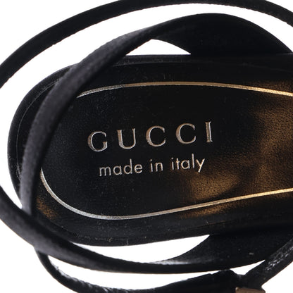 Gucci Raso Seta Granada Kid Crystal Horsebit Platform Sandals 38.5 Black 9 of 11