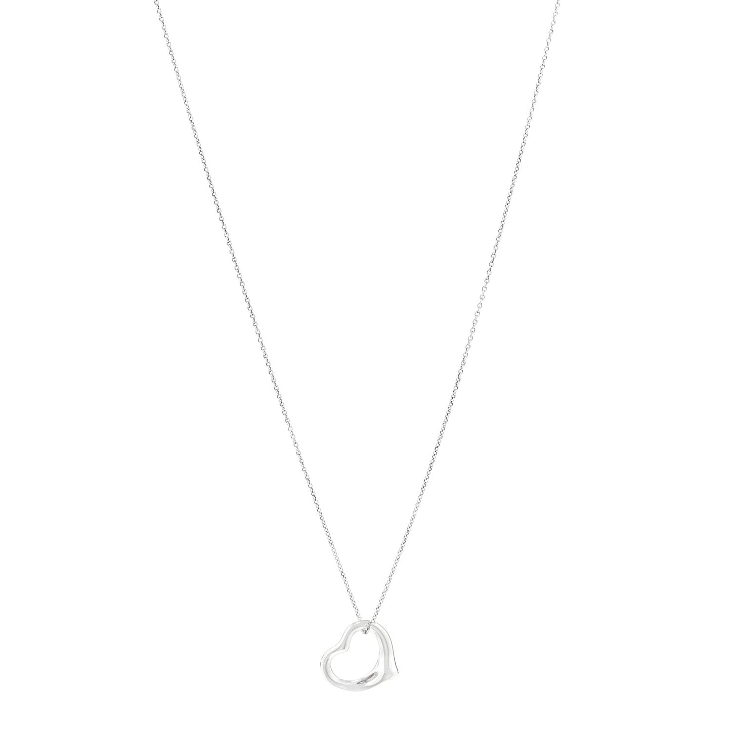 Sterling Silver 16mm Elsa Peretti Open Heart Pendant Necklace