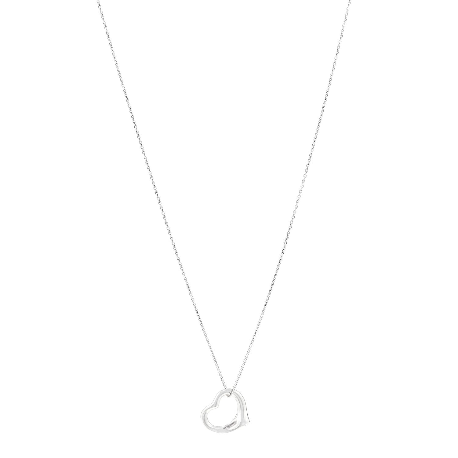 Tiffany Sterling Silver 16mm Elsa Peretti Open Heart Pendant Necklace 1 of 8