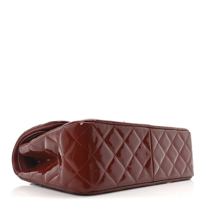 Chanel Patent Quilted Jumbo Double Flap Dark Red 4 of 11