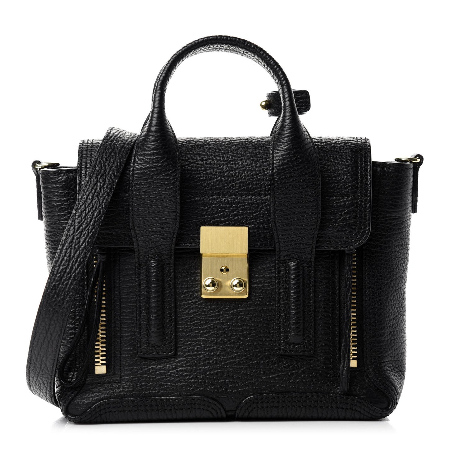 3.1 Textured Calfskin Mini Pashli Satchel Black