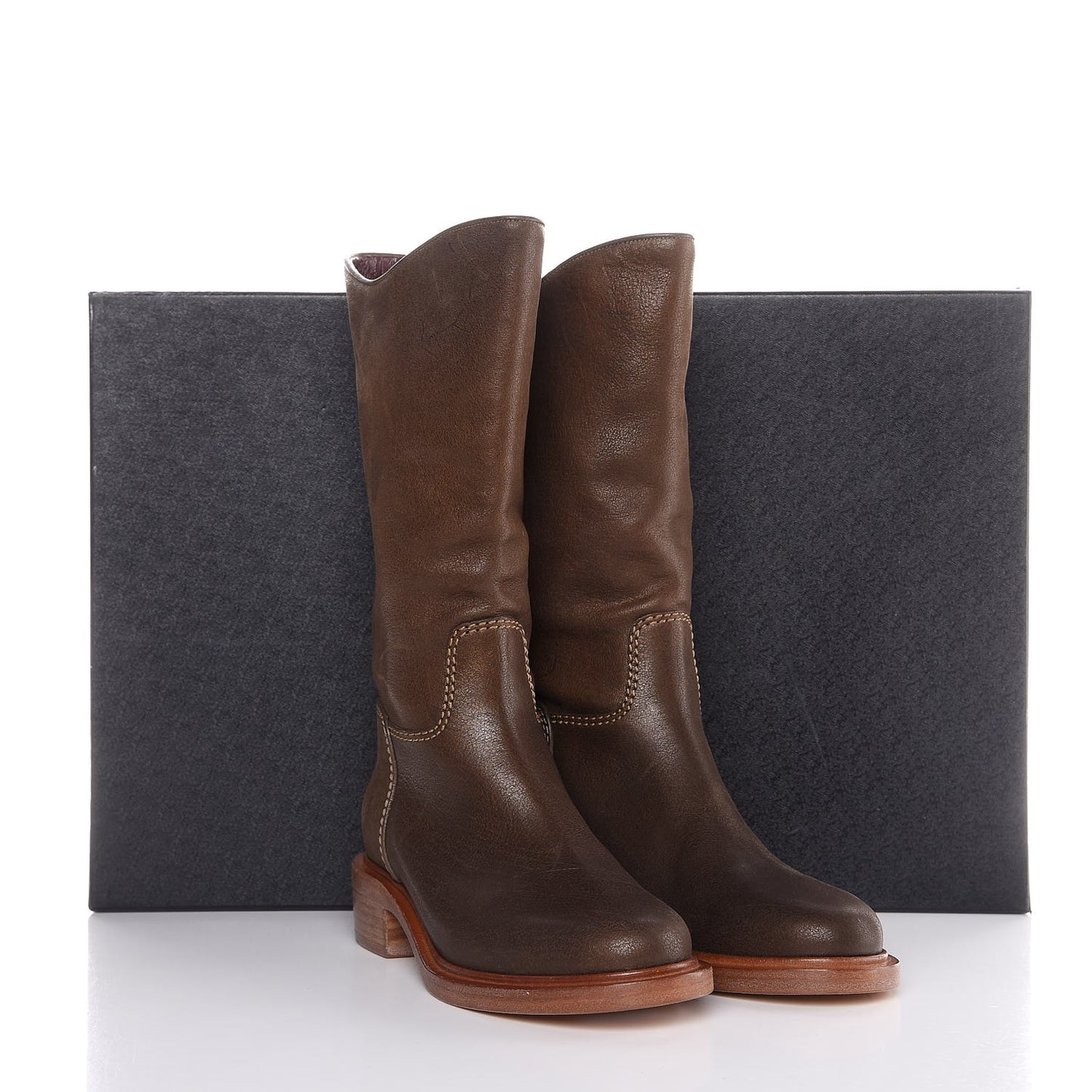 Calfskin Paris Dallas Boots 36.5 Dark Gold