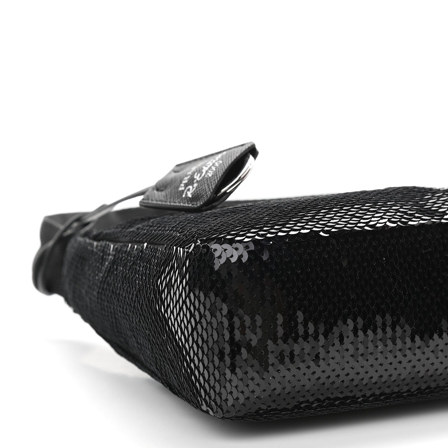 Prada Paillettes Sequin Mini Re-Edition 2000 Bag Black White 7 of 9