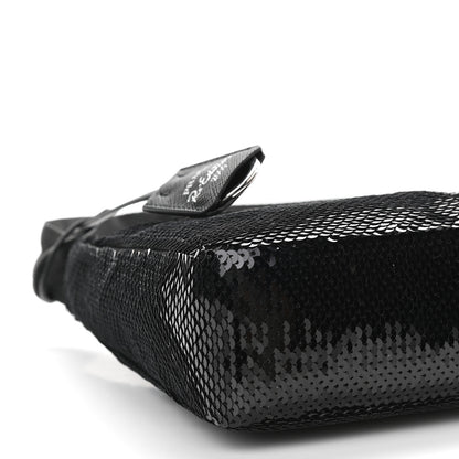 Prada Paillettes Sequin Mini Re-Edition 2000 Bag Black White 7 of 9