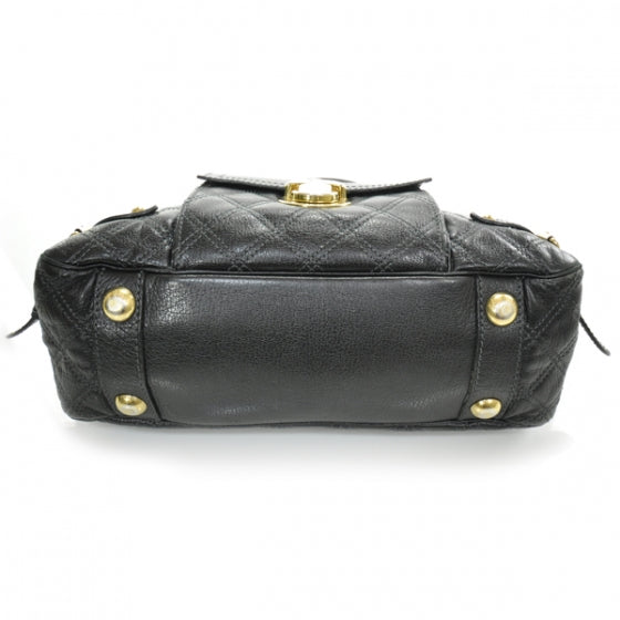 Leather Quilted Elise Tote Black