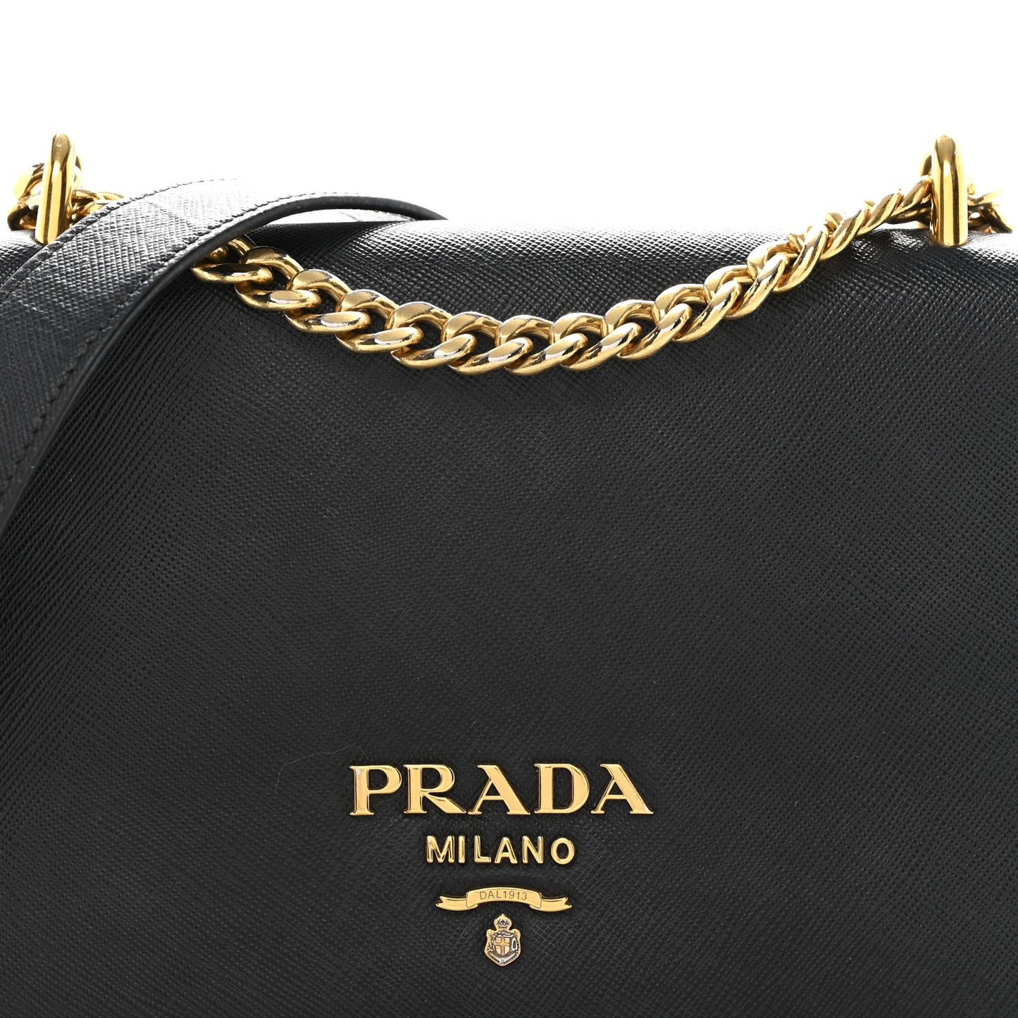 Saffiano Chain Shoulder Bag Black
