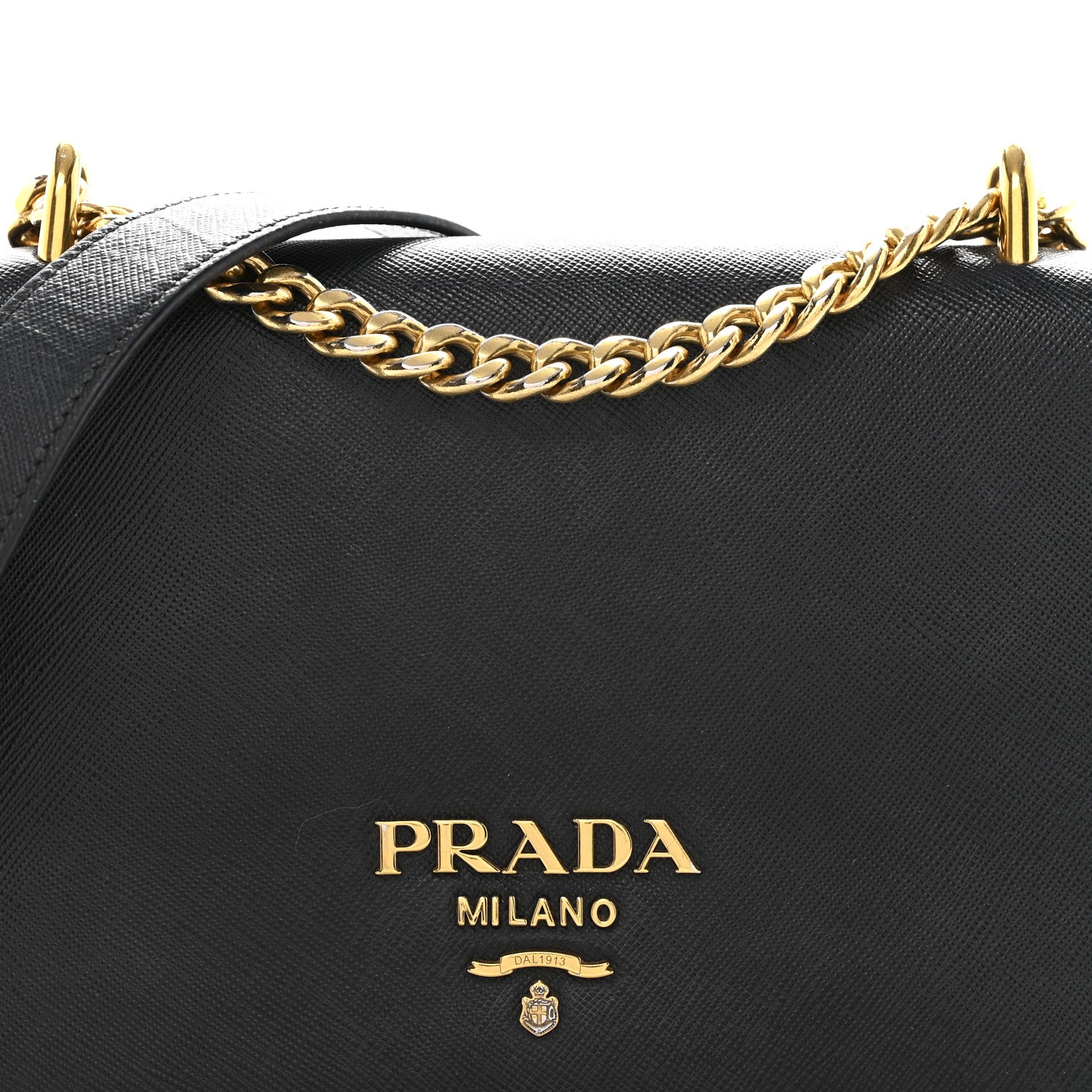 Prada Saffiano Chain Shoulder Bag Black 8 of 15