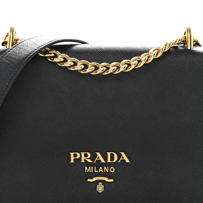 Prada Saffiano Chain Shoulder Bag Black 8 of 15