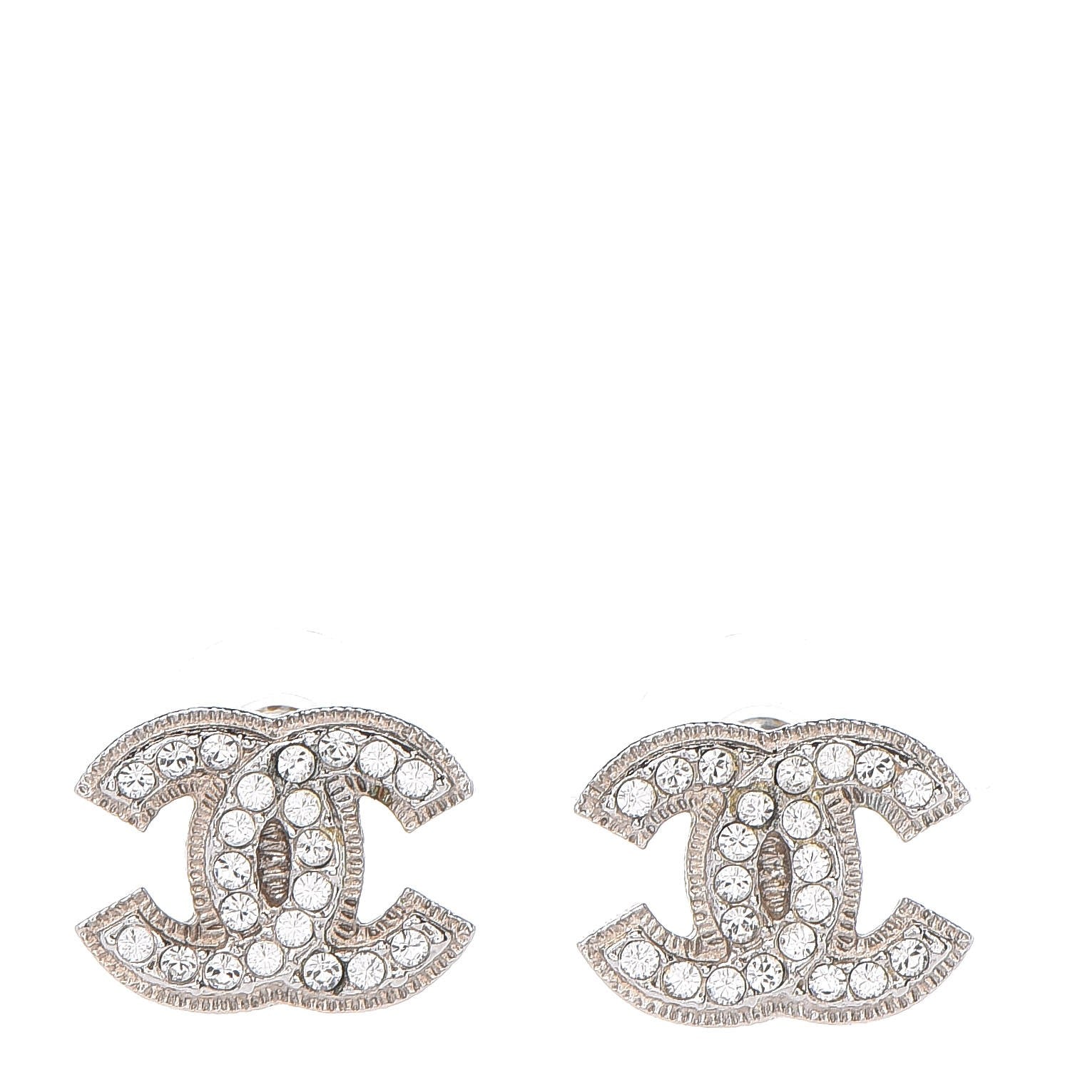 Chanel Crystal CC Earrings Silver 1 of 5