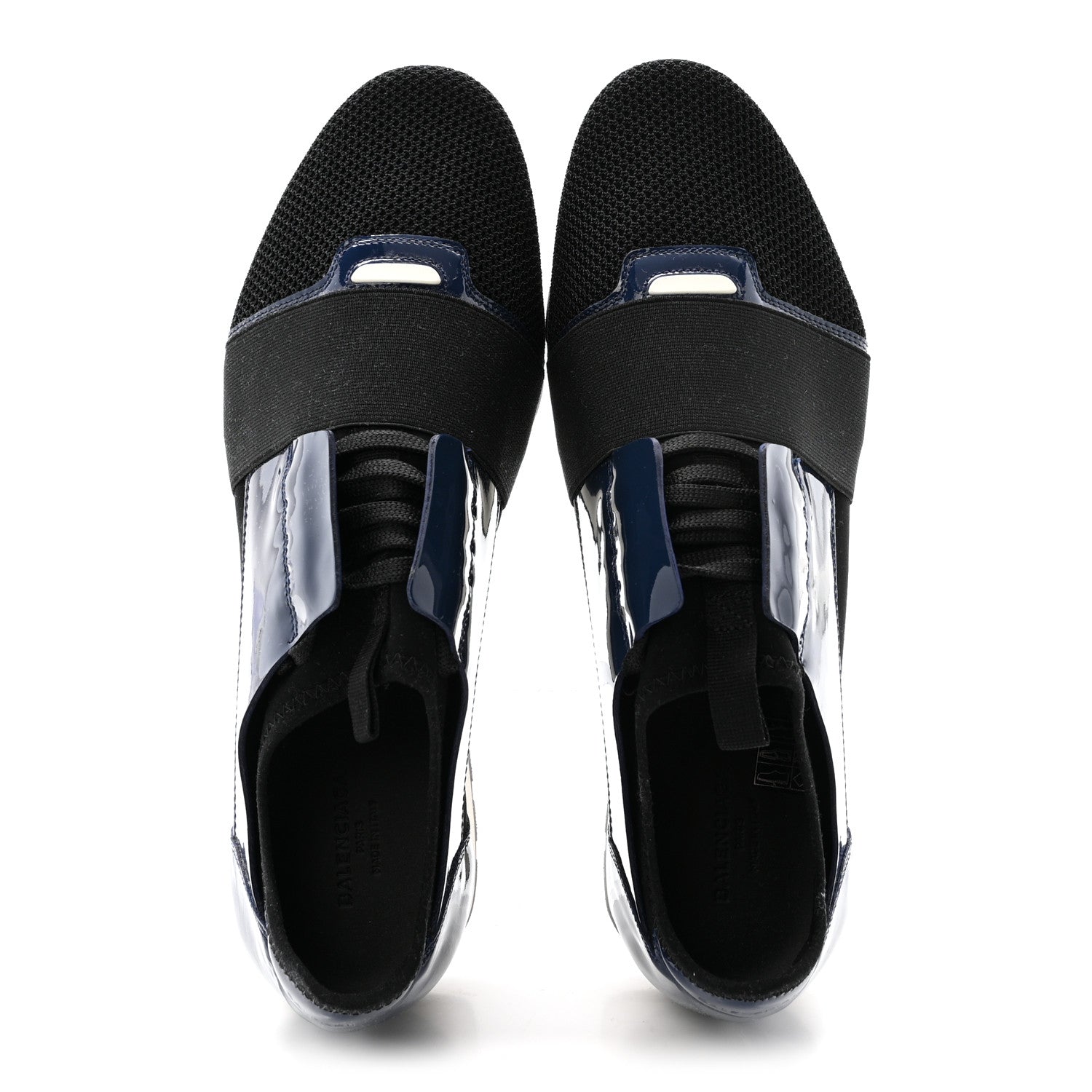 Balenciaga Patent Calfskin Neoprene Mesh Suede Mens Race Runner