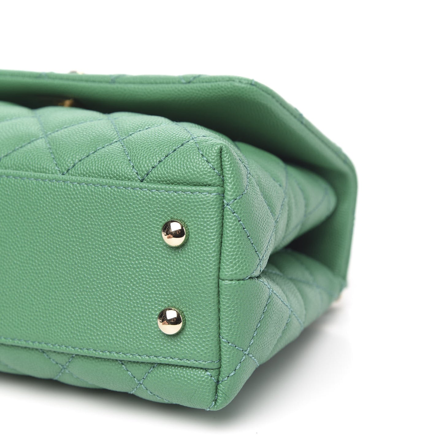 Caviar Quilted Mini Coco Handle Flap Green