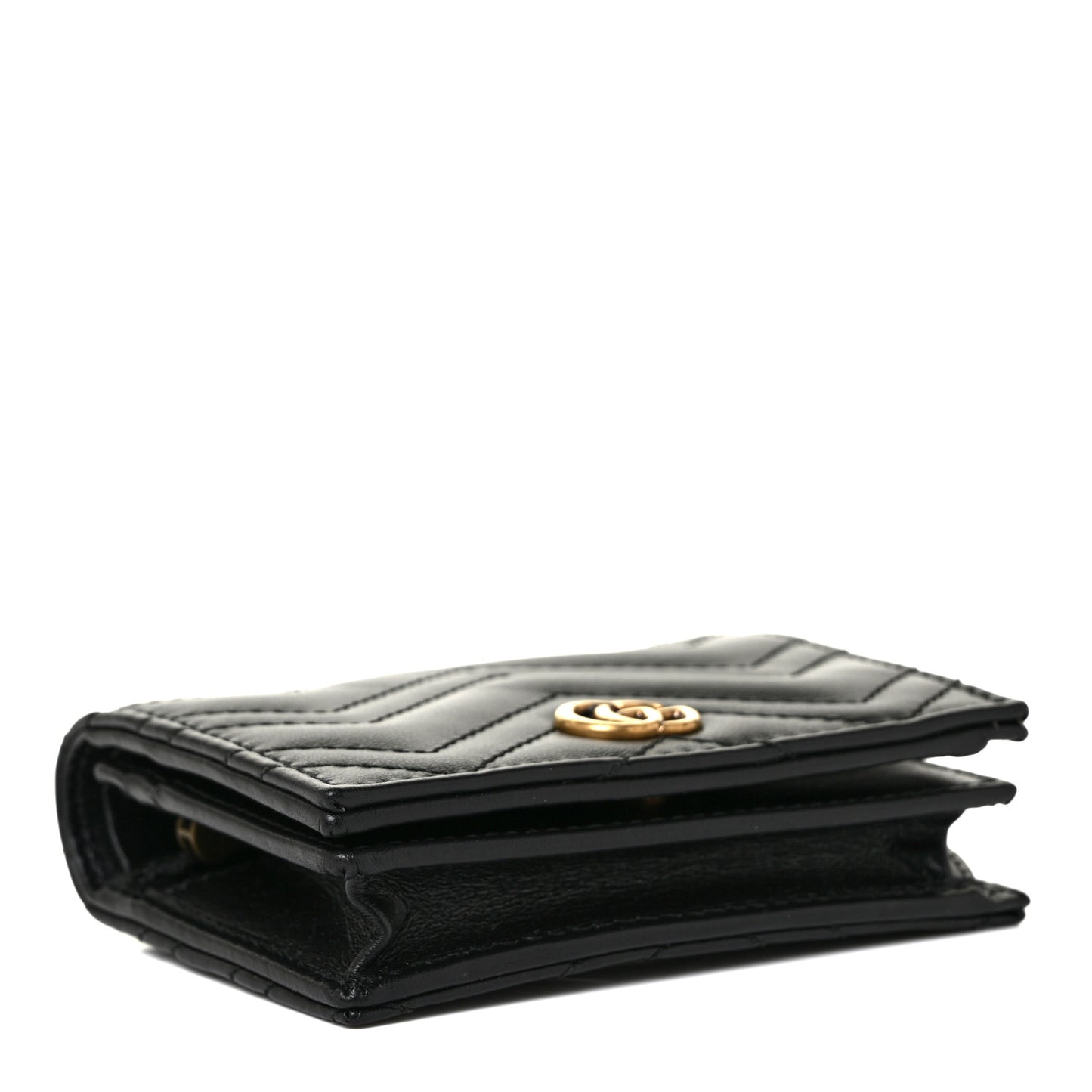 Calfskin Matelasse GG Marmont Card Case Wallet Black