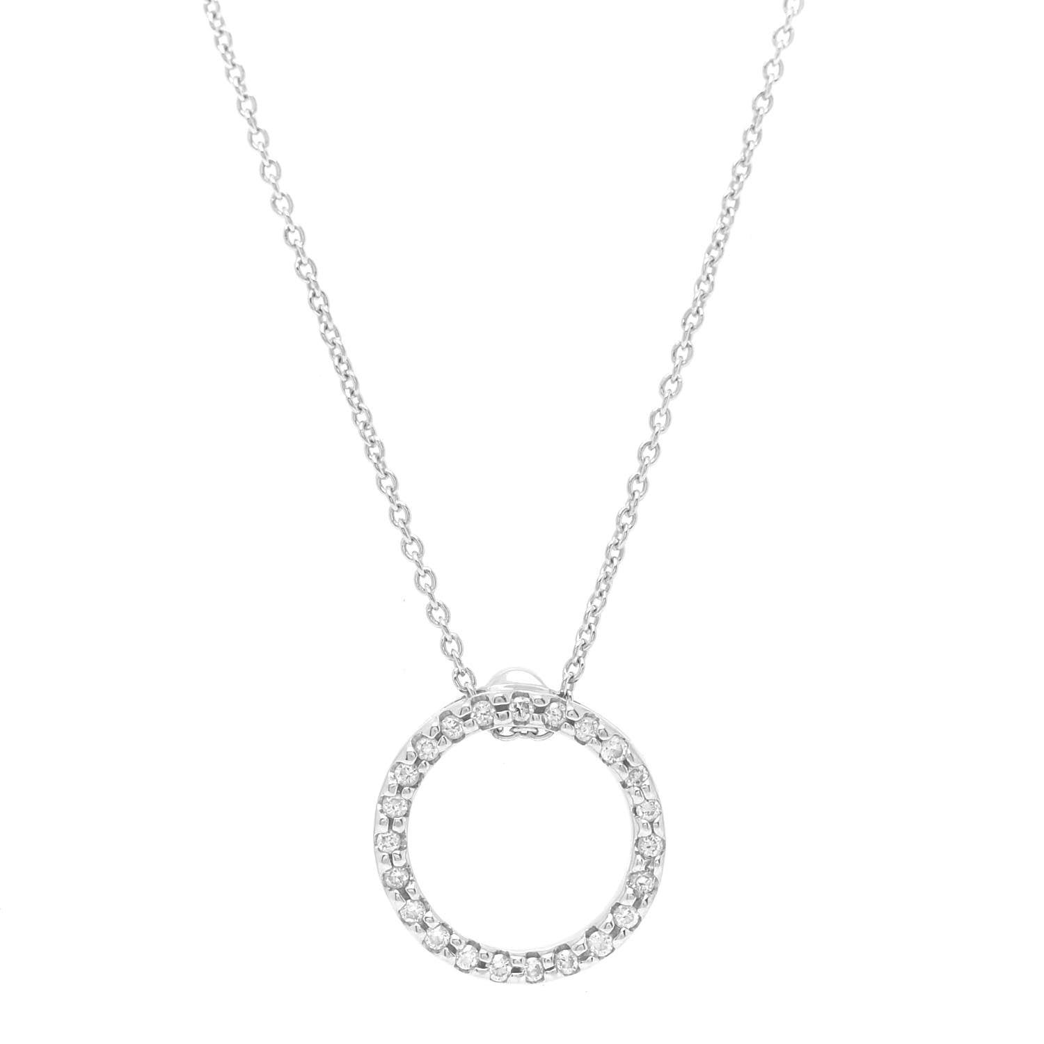 Roberto Coin 18K White Gold Diamond Small Tiny Treasures Circle Pendant Necklace 4 of 6