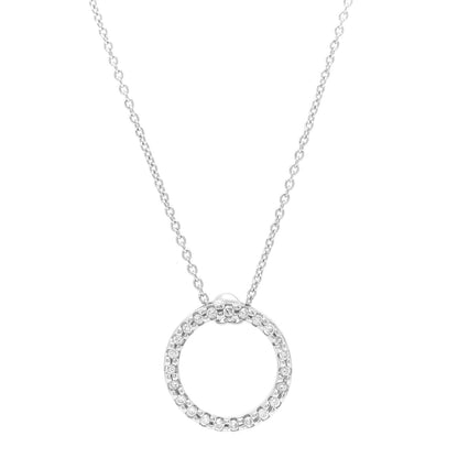 Roberto Coin 18K White Gold Diamond Small Tiny Treasures Circle Pendant Necklace 4 of 6