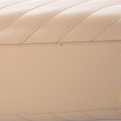 Saint Laurent Grain De Poudre Matelasse Chevron Monogram Shopping Bag Nude Powder 14 of 18