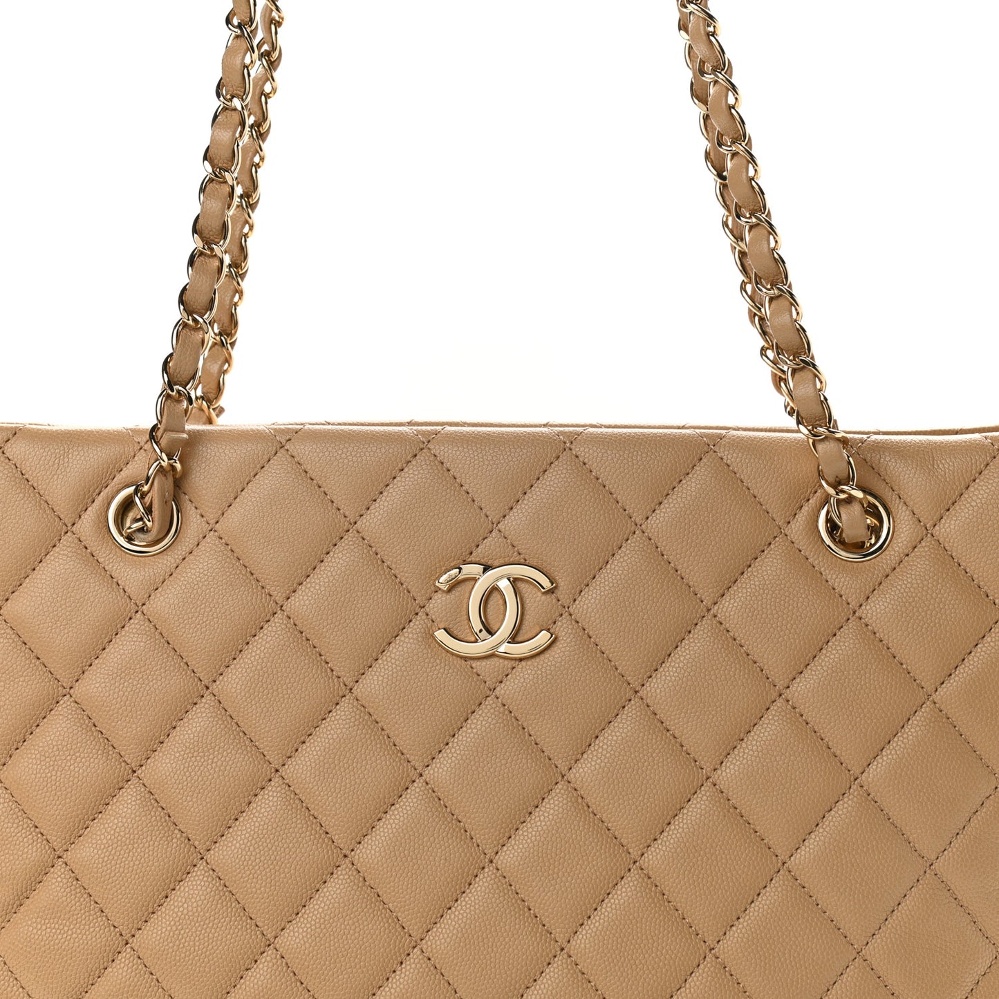 Caviar Quilted Rolled Up Tote Beige