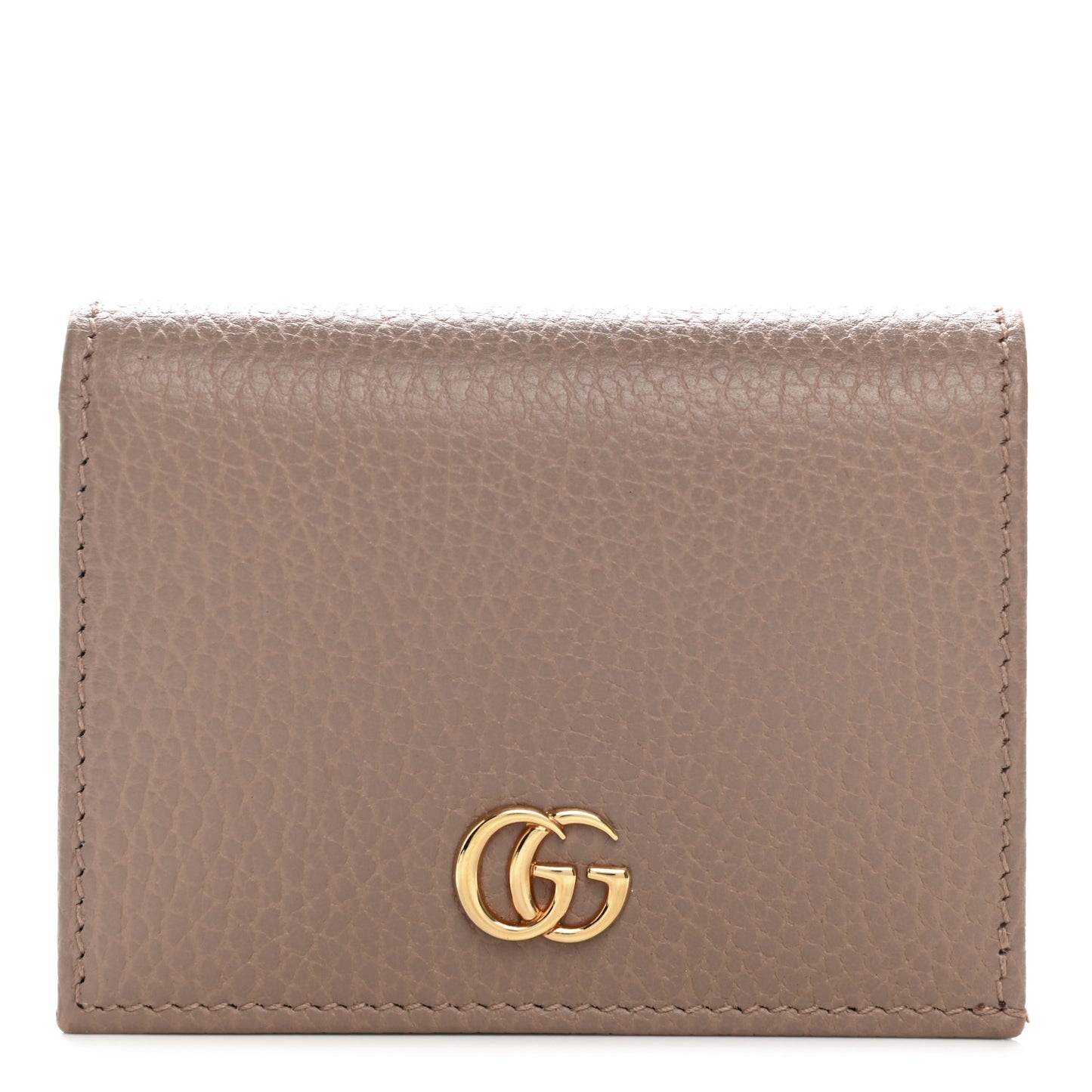 Pebbled Calfskin GG Marmont Card Case Porcelain Rose