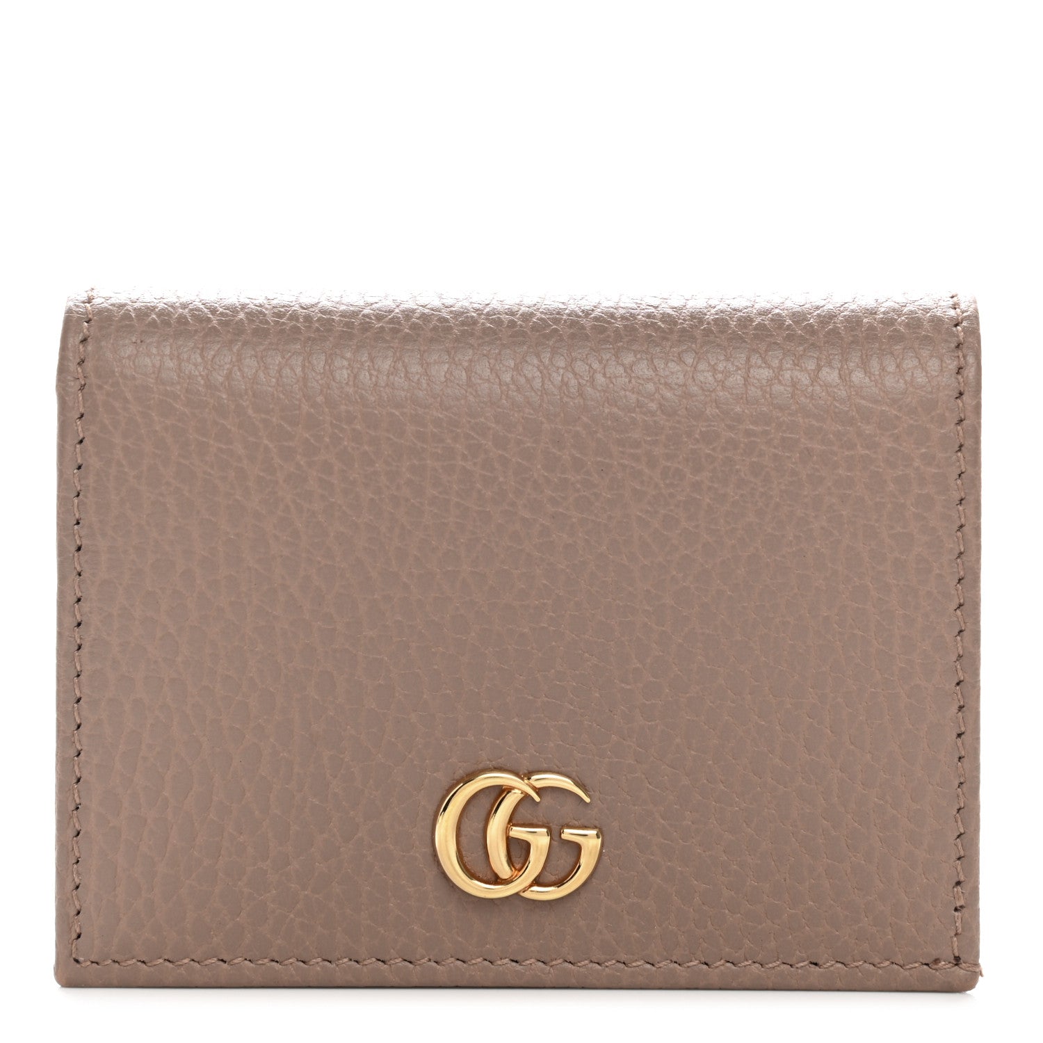 Gucci Pebbled Calfskin GG Marmont Card Case Porcelain Rose 1 of 9