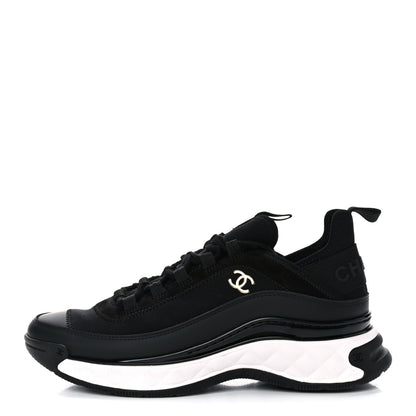 Chanel Velvet Calfskin Mixed Fibers CC Sneakers 36.5 Black 1 of 9
